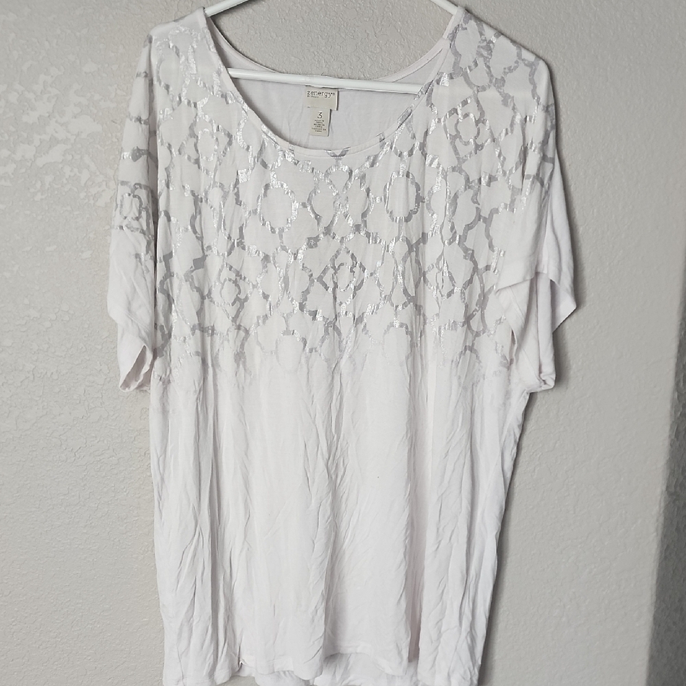 White Boxy Embellished Blouse with Relaxed Fit
